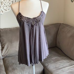 Gray embellished tank